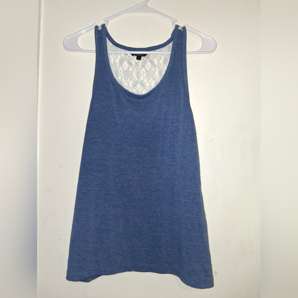 Christian Siriano Blue Lace-Back Tank Top